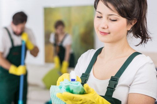 Professional carpet cleaning equipment in a business setting